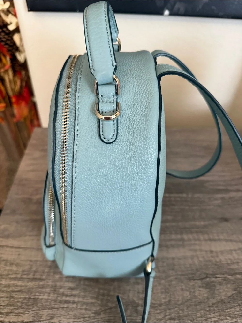 kate spade Light Blue Pebbled Leather Mini Backpack